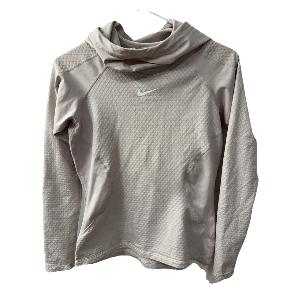 Nike Pro Hyperwarm women sweatshirt hoodie - Beige Small Athleasure Running